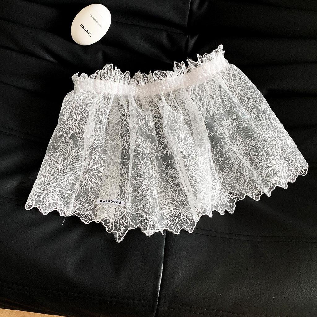 Корейская сетчатая кружевная штора в горошек для задней части: Шикарный многослойный поясной аксессуар для девушек, носить с брюками и юбками.