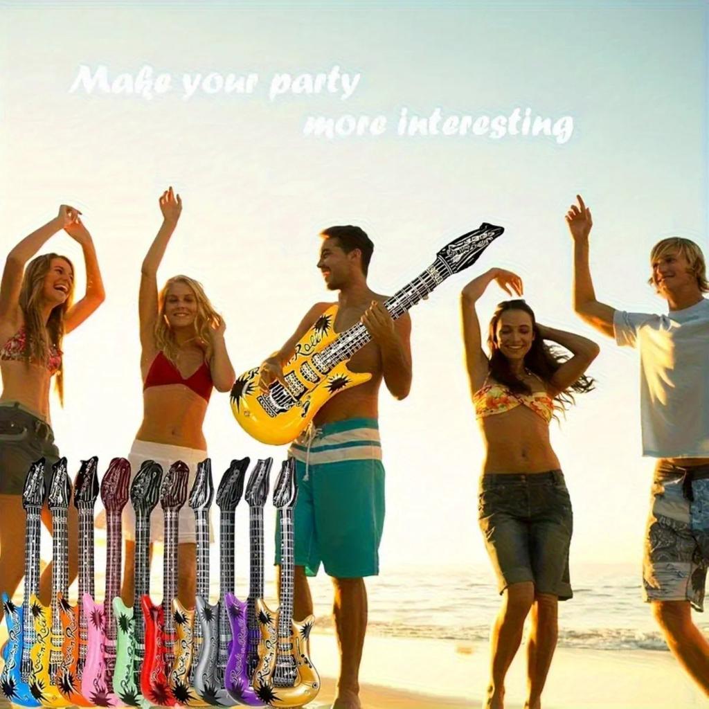 1/6pcs Inflatable Guitar Balloon Rock Inflatable Props Guitar Assorted Colors Party Decoration for Musical Concert Themed Party