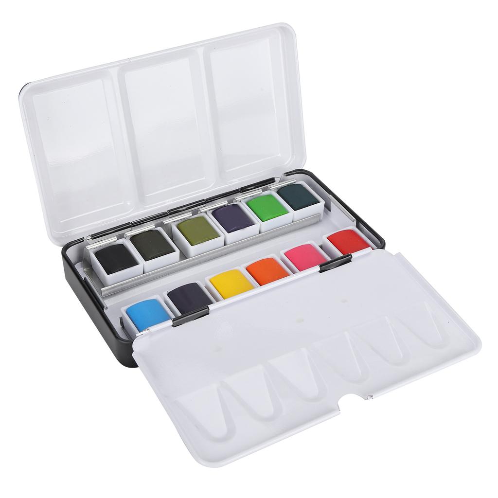 Акварельные краски портативный яркий цветной набор акварельных пигментов принадлежности для красок с коробкой 12 цветов