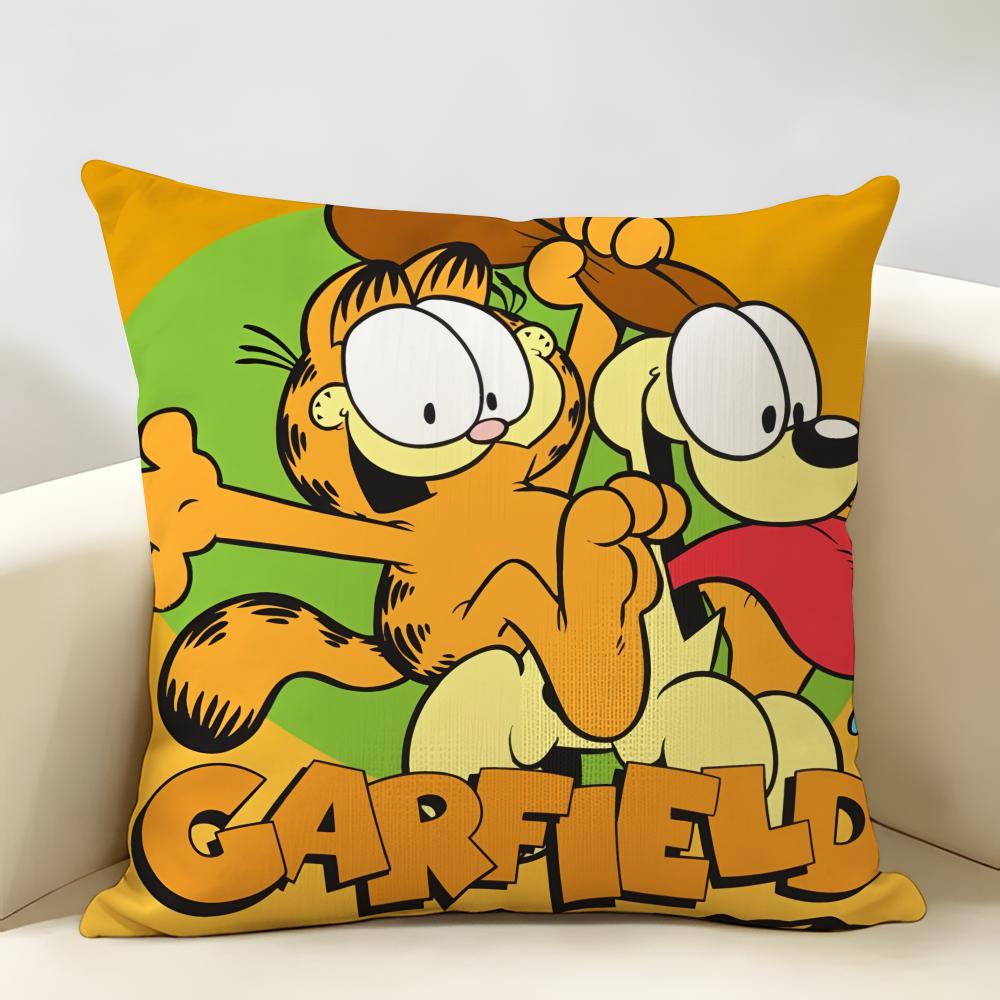 Cartoon Cute GGarfield Cushion Cover Natural Linen Organic Fabric DoubleSided Printing Room Sofa Decor Pillow Case