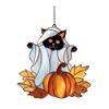 Halloween Ghost Suncatcher Colorful Dog/Cat Pattern Window Hanging Ornament with Pumpkin 2D Acrylic Suncatcher for Halloweens Decor Cat Lovers Gift