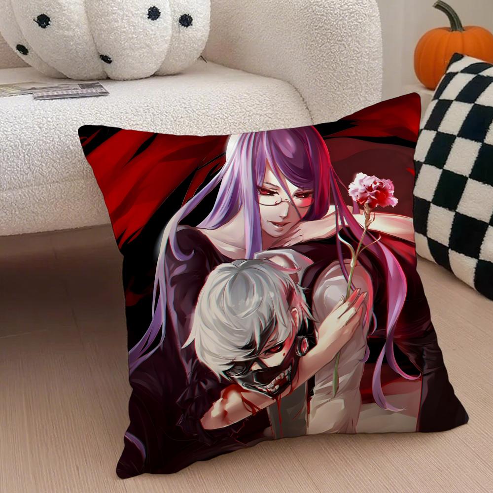 Grim Haunting Tragic Anime TTokyo Ghoul Cushion Cover Throw Pillow Cover Hidden Button Durable Polyester Chair Cushion