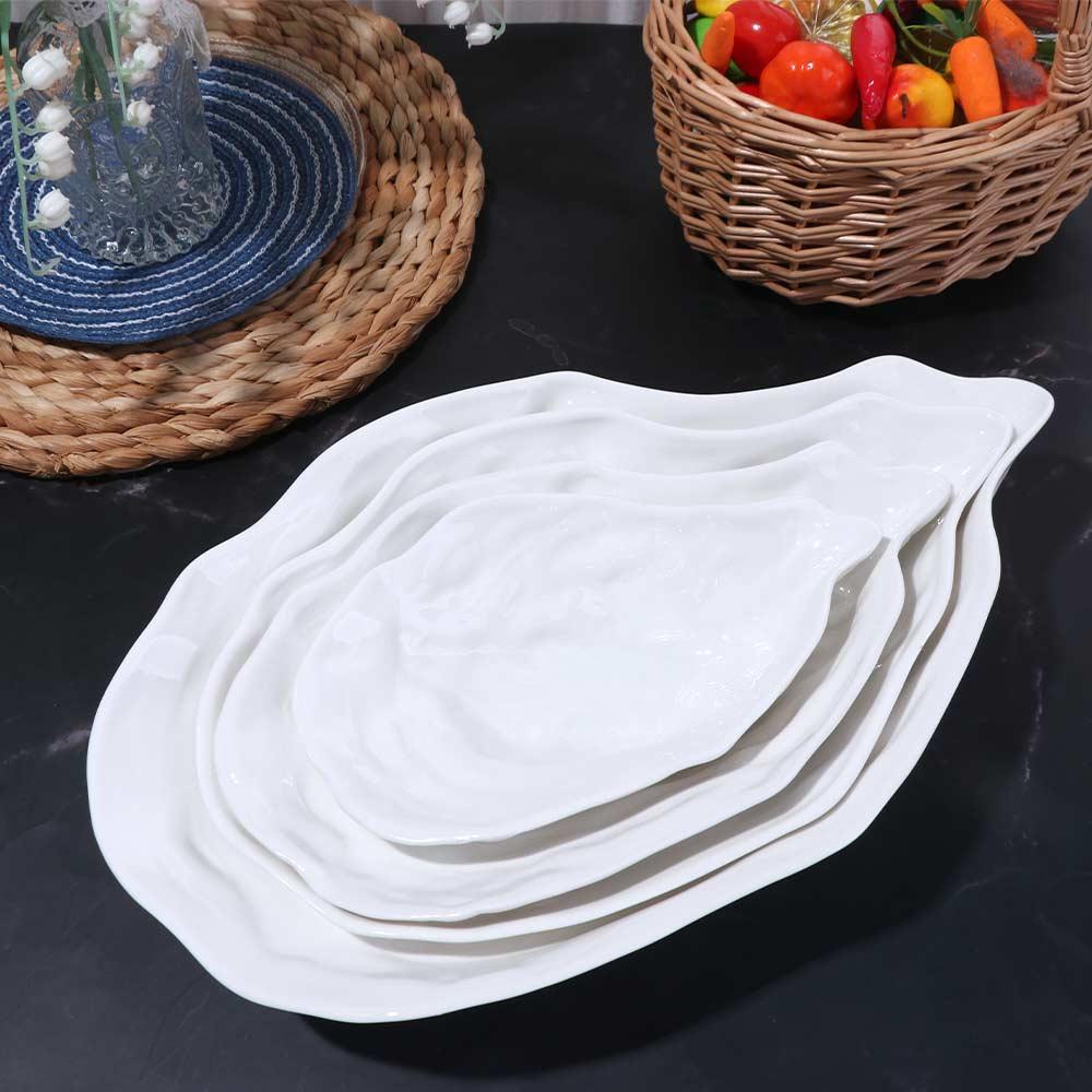 Ceramic Sashimi Plate Oyster Shell Shape Dessert Tray Kitchen Organizer Salad Plate  Home