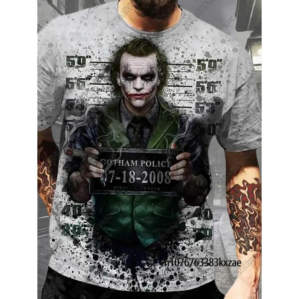 Летние Новые Футболки с Принтом Джокера из DC Comics Классические Винтажные 3D Футболки с Джокером Повседневные Футболки с Круглым Вырезом и Коротким Рукавом Мужская Одежда