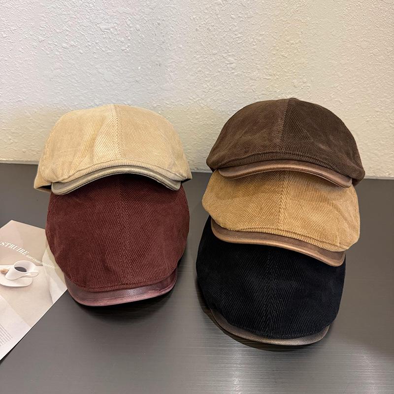 Новая кепка Newsboy из вельвета PU: Британская ретро-мода на осень/зиму