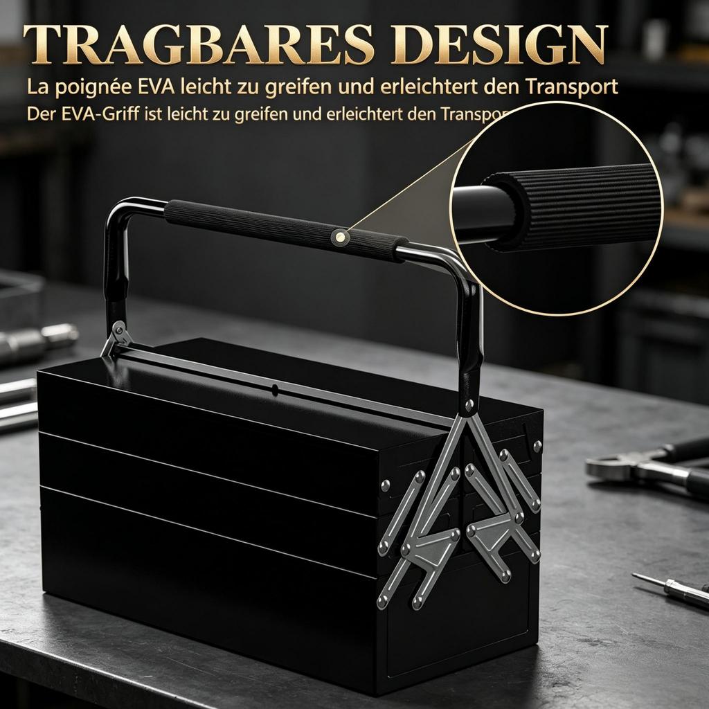 Metal Tool Box, 3 Levels with 5 Pull-out Drawers, Sheet Steel (only with 1pc Metal Tool Box)