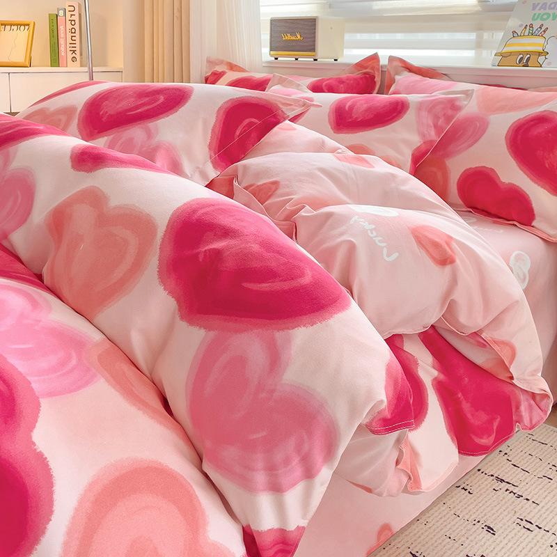 Thickened Skin-friendly Cotton Sheets Four-piece Quilt Cover Twill Sheets Cartoon Dormitory Three-piece Set