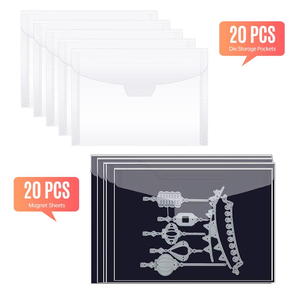 20 шт. карманов для хранения штампов и 20 шт. магнитных листов для хранения штампов в ремесленной штампе 190*140 мм