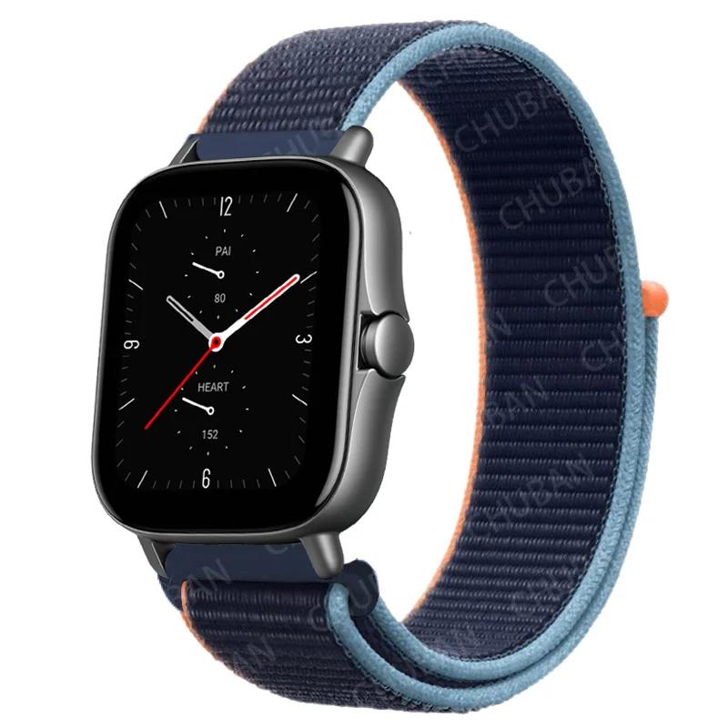20mm/22mm Nylon Loop Watch Band For Amazfit GTS/4/2/2e/3/GTS2 Mini/GTR 4/3 pro/GTR2/2e/stratos 2/3 Bracelet Amazfit Bip-u Strap