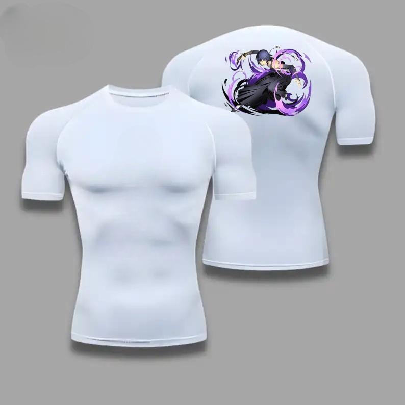 Графические компрессионные футболки Bleach для мужчин, футболка для тренировок в зале, для бега, летние спортивные футболки с быстрым высыханием, топы, рашгард с коротким рукавом