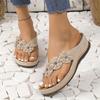 Fashion Fashion Flower Decor Wedge Flip Flops Women 2025 Summer Clip Toe Beach Slippers Woman Comfortable Non Slip Casual Slides Sandals