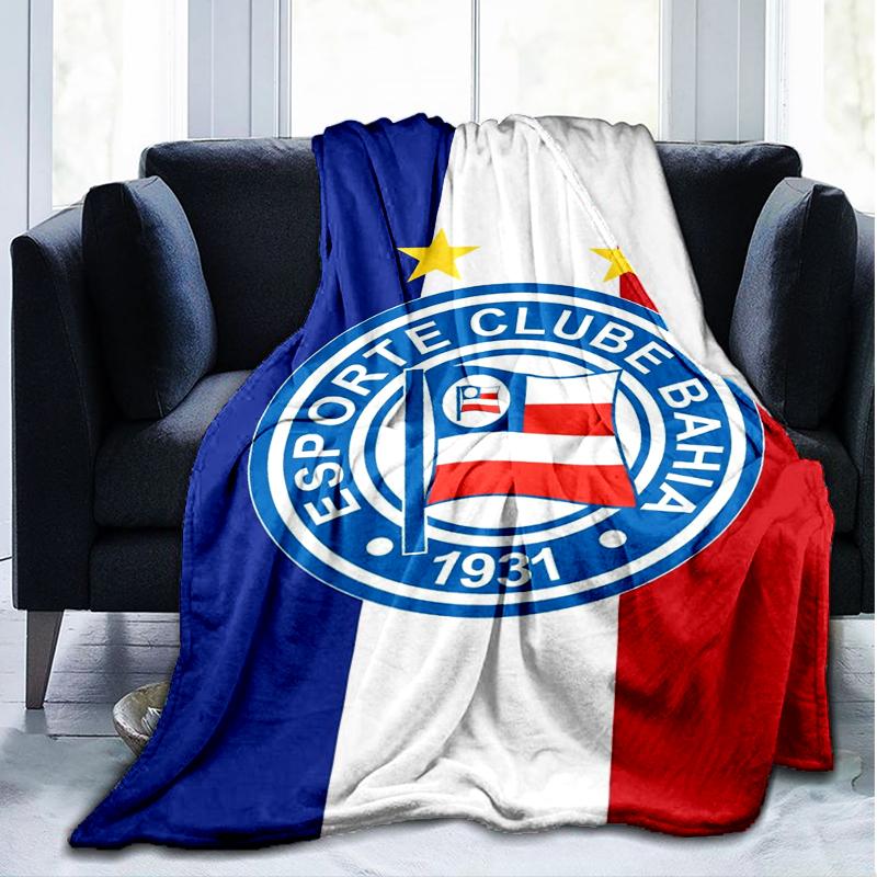 1PC Esporte Clube Bahia Sports Club Emblem Printed Soft Flannel Blanket Throw for Adult Bedroom Living Room Sofa Camping Fan gifts Christmas Gifts
