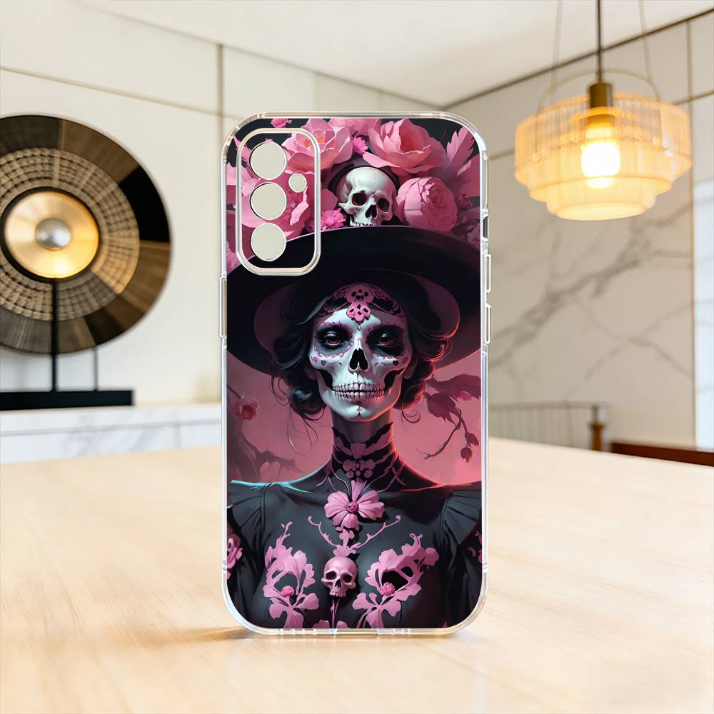 M-Мексиканская Катрина S-Череп Чехол для Телефона Для SamsungA10,12,20,21S,30,31,40,50,51,52,70,71 Прозрачный Чехол