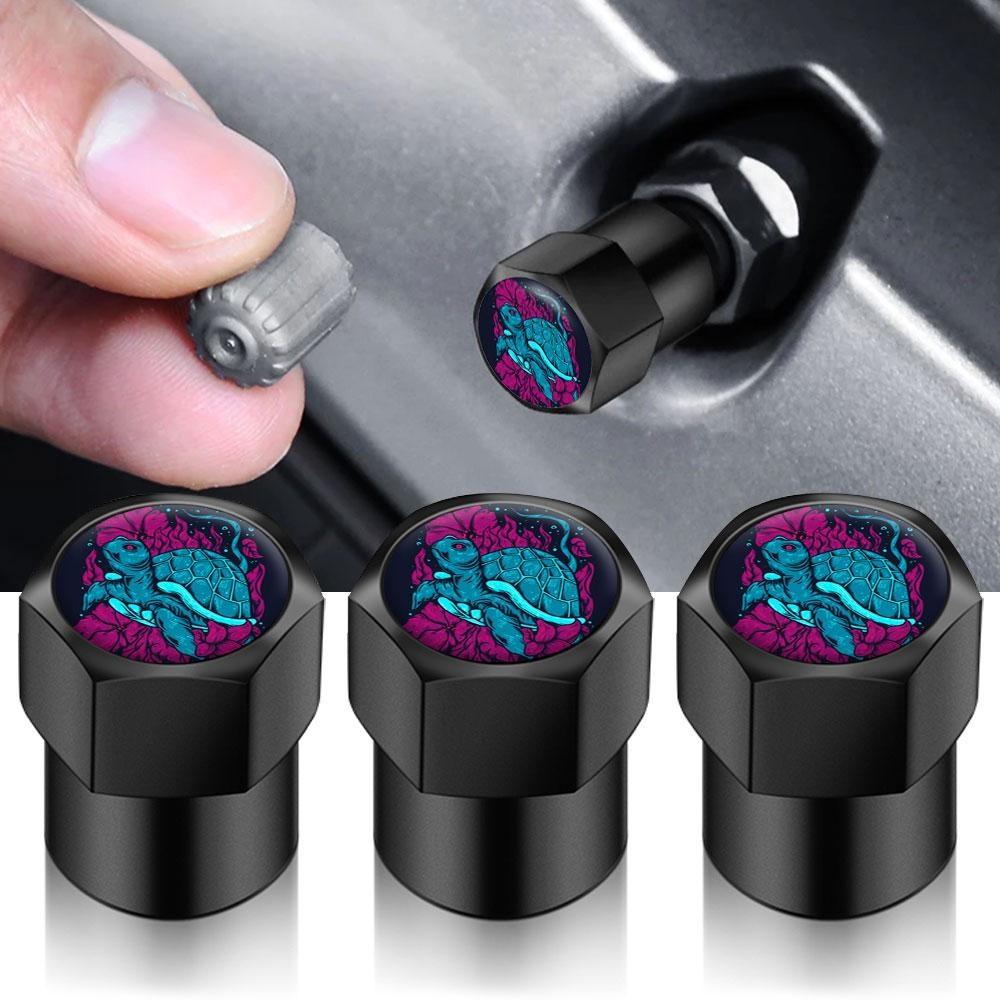 4 шт., универсальные колеса, колпачки для воздушных клапанов, наклейки на ствол автомобиля, морская черепаха, дизайн автомобилей, мотор, автоаксессуары, стайлинг автомобиля, декор, подарок