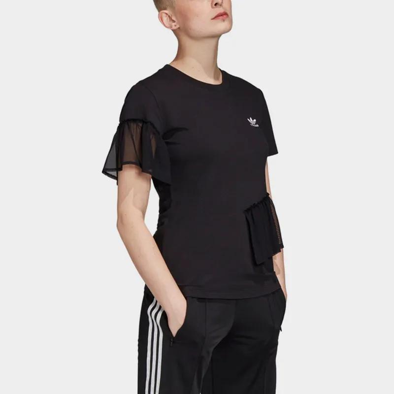 Adidas Originals Tulle T Shirts Women's Black Crew Neck Moderate Other (Unisex) T-Shirts GK3659