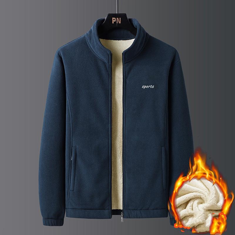 Мужская теплая куртка среднего слоя из овечьего флиса, зимняя флисовая толстая куртка