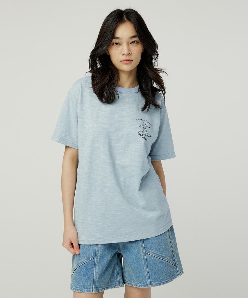 MAGOODGAN Swagber 3586 Slub Surfer Semi-Overfit Sky Blue Short Sleeve Tee