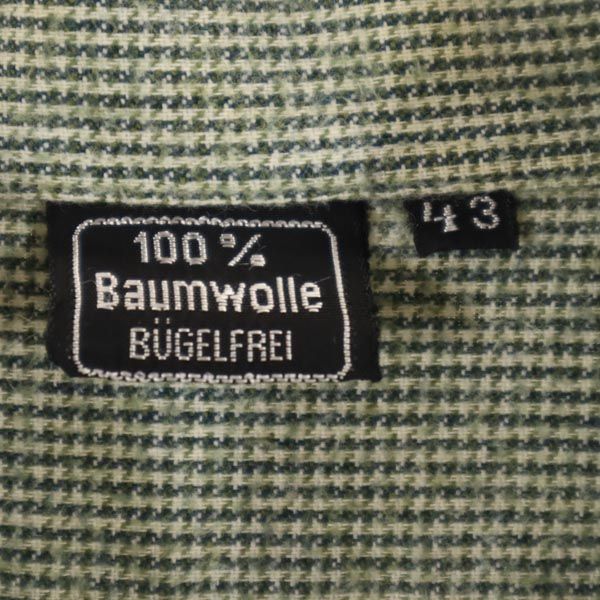 Vintage Рубашка Дедушки 70-х годов Рубашка с длинным рукавом цельная 43 зеленая Женская Б/У