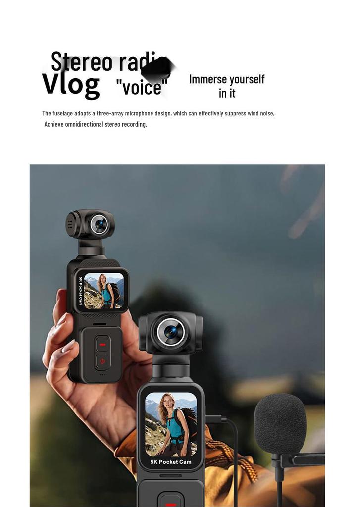 New K28 Pocket 5K Outdoor Cycling Camera with Anti-Shake, Touchscreen, Rotating Lens, and Face Recognition
