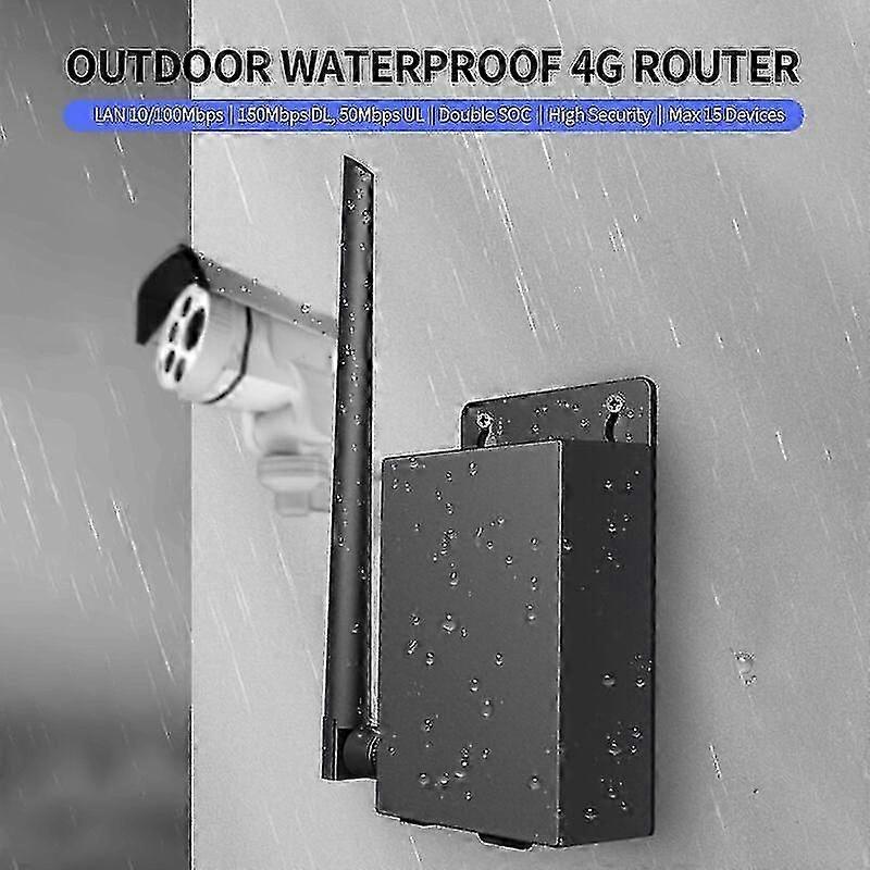 Waterproof Outdoor 4G Router with SIM Card Slot 5Dbi Antenna Wall Router for IPC Max 15 Devices High Security EU Version EU Version Black