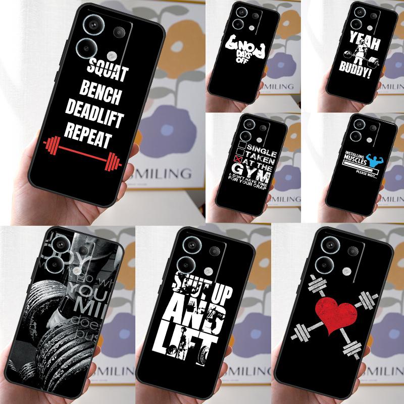 Bodybuilding Gym Fitness Quotes Case For Xiaomi Redmi 12 9C 10C 12C 13C Redmi Note 13 12 9 10 11 Pro 9S 10S 11S 12S Coque