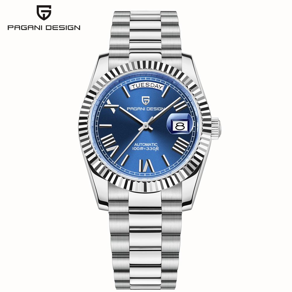 PAGANI DESIGN Watches New Luxury Automatic Mechanical Watch For Men Enamel Dial Sapphire Crystal Waterproof Stainless Steel