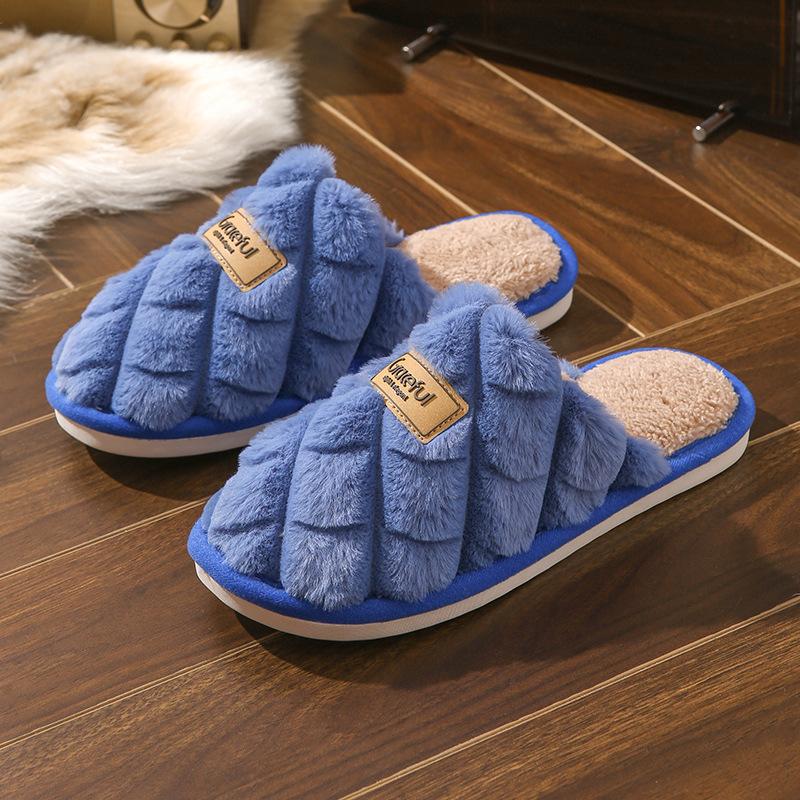 Cotton Slippers for Home Use, Couple's Slippers, Women's Shoes, Hairy Slippers, Anti Slip Winter Slippers