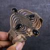 Black Onyx Gemstone Handmade Copper Wire Wrap Cuff Bangle Adjustable g7W21