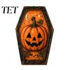 Pumpkin Desktop Signs Vintage Halloween Wooden Table Decoration, Rustic Black Cat Ghost Skeleton Distressed Wood Decorations Block Sign for Farmhouse