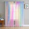 Rainbow Geometric Stripes Tulle Curtains For Living Room Kitchen Decoration Chiffon Window Treatments Voile Sheer Curtain