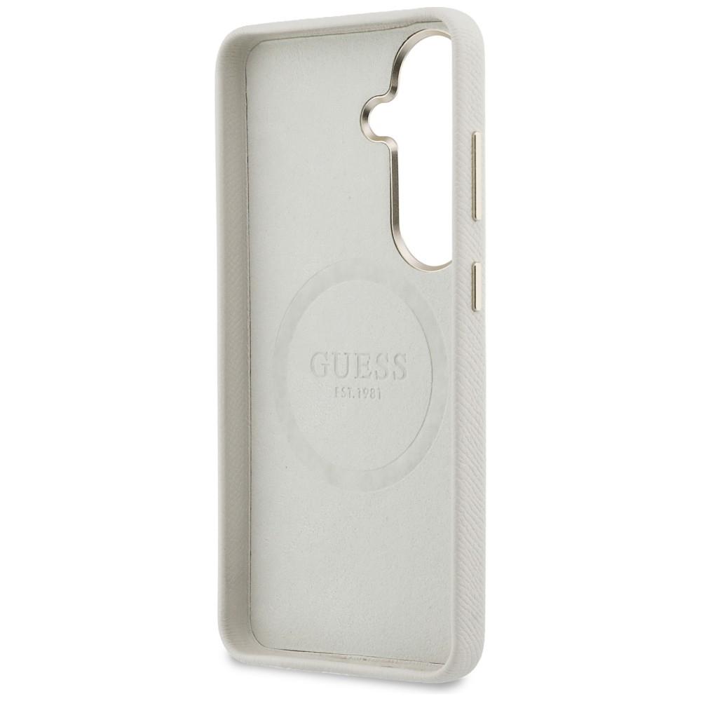 Guess Rhinestone Round Logo MagSafe Case for Samsung Galaxy S26 Beige