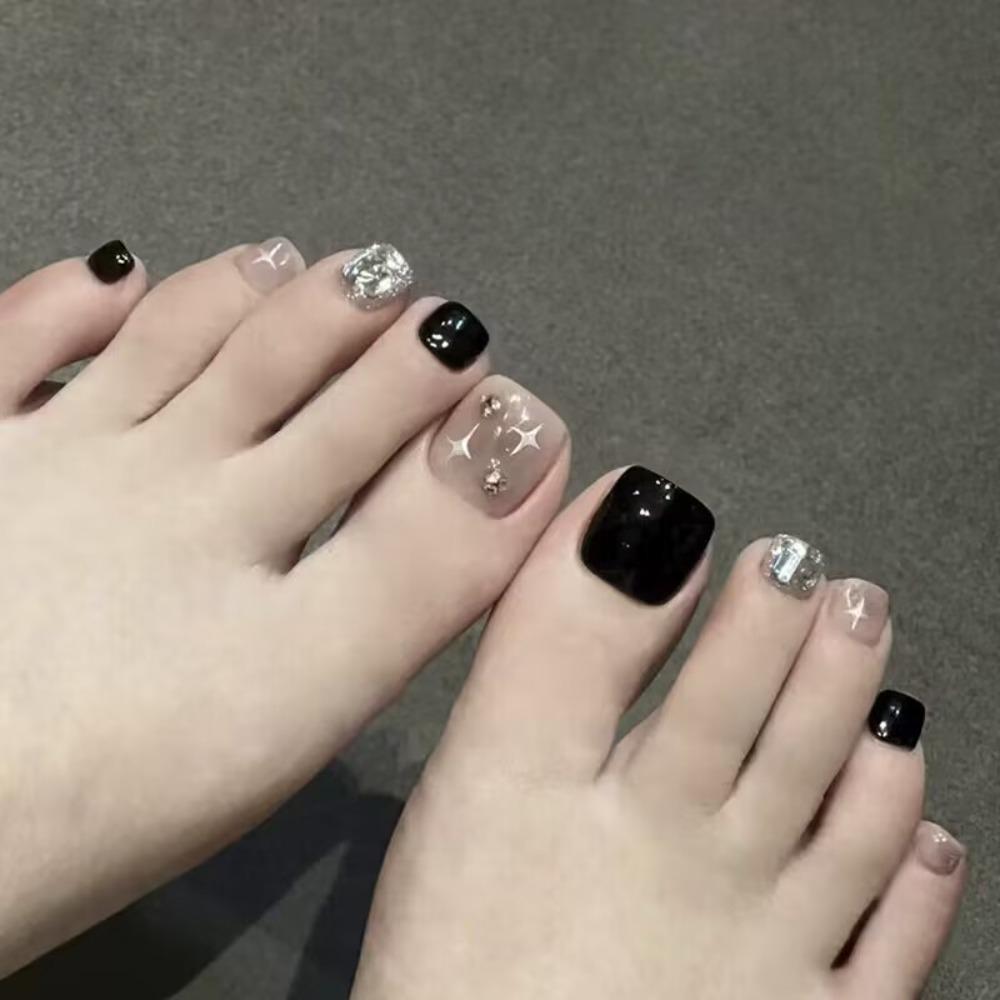 24 шт. Короткие накладные ногти на ногах Полное покрытие Накладные ногти Модные типсы для ногтей на ногах