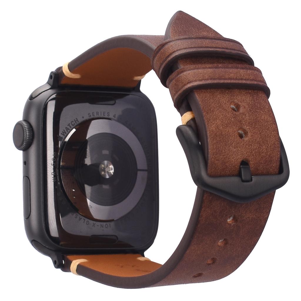 Матовый коричневый ремешок для часов из натуральной кожи, сменный для Apple Watch Series 7 8 SE, индивидуальный аксессуар-замена браслета