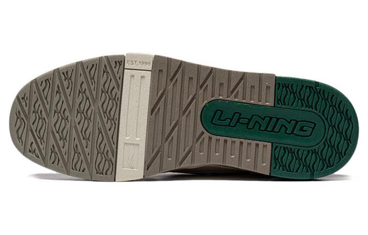 Li Ning 001 BTC PREMIUM Коровья кожа, Текстиль Удобные Нескользящие Низкие Скейтбордические кроссовки Мужские Костяной белый AGCT101-2