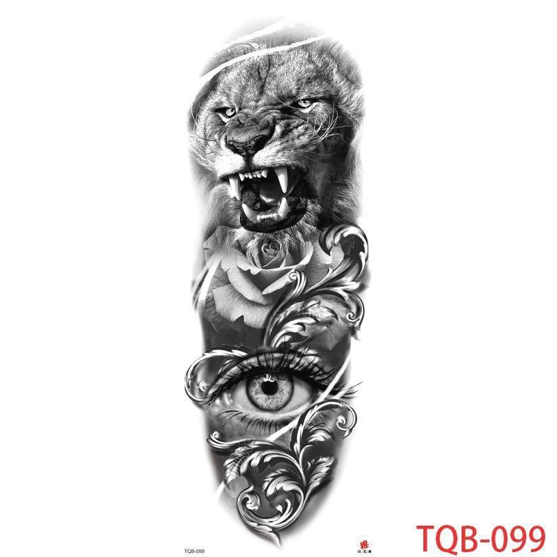 1 PC 480*170MM Large Temporary Tattoos Sleeve for Men Women Full Arm Selleve Tattoos Temporary Realistic Fake Wolf Tiger Lion Tattoo