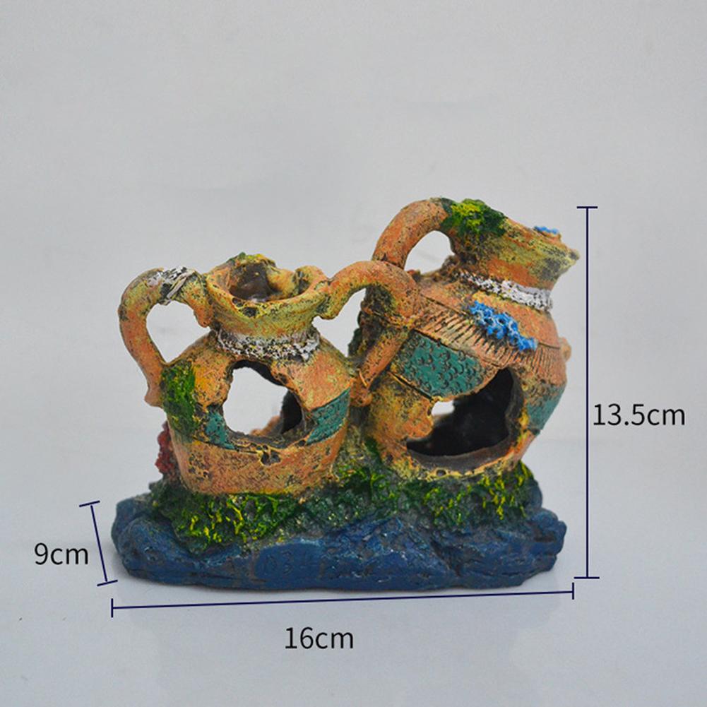 Aquarium Fish Tank Artificial Resin Ornament Double Colorful Bucket Landscaping Hideaway House Decoration
