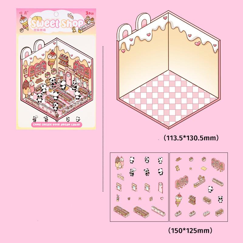 Мультфильм Еда Уличный Пейзаж Наклейка Сцена из Хижины DIY Игрушка Игра Наклейка Фестиваль Подарок На День Рождения для Детей Девочек и Детей