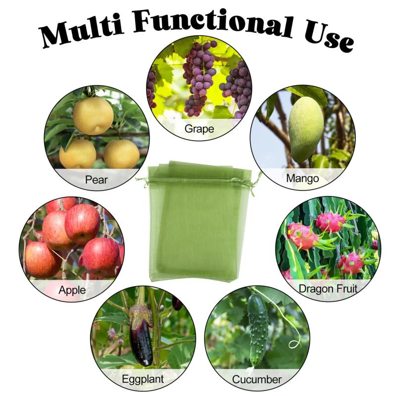 50pcs Garden Fruit Mesh Drawstring Bags Plant Fruit Protective Cover Vegetable Tomato Netting Bags