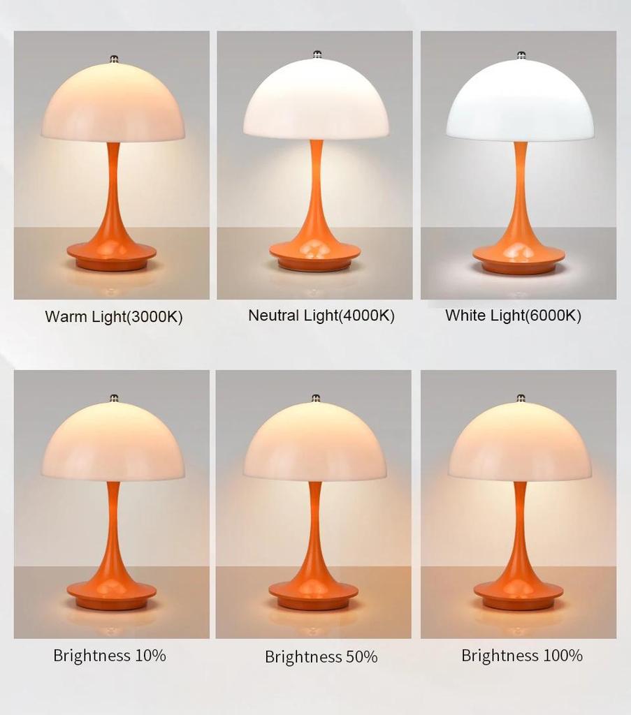 Mushroom Table Lamp USB Charging Flower Buds Table Lamp Touch Dimming Bedroom Bedside Decorative Lamps