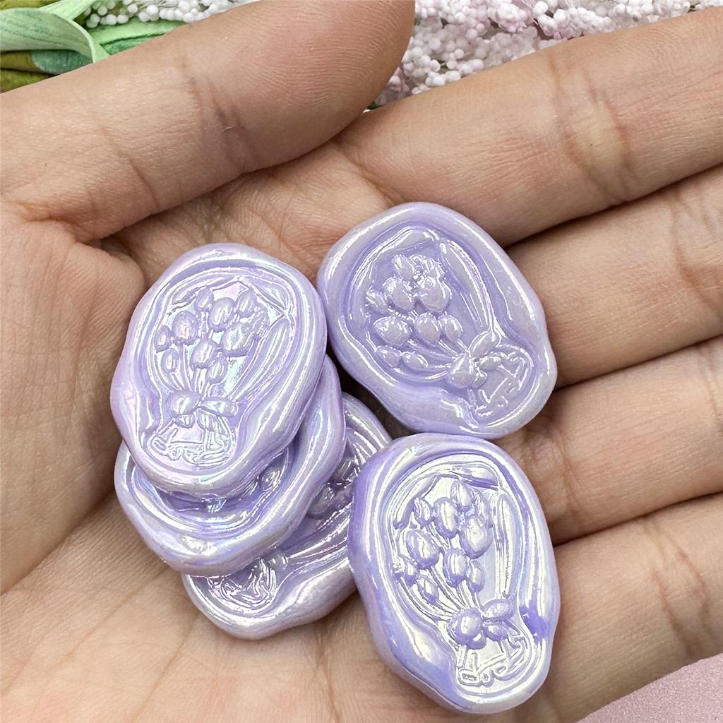 Hanmade Acrylic Geometry Handcrafted Beads Loose Spacer Handmade Bracelet Necklace DIY Tulip Flower For Jewelry Making 5pcs 21*27mm Beads