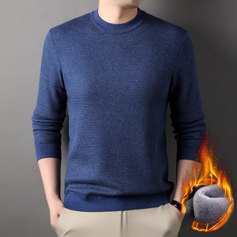 Новый зимний модный брендовый бархатный свитер для мужчин, модная повседневная теплая мужская рубашка с круглым вырезом для мужчин