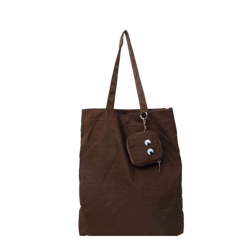 2025 новая персонализированная складная сумка для хранения в виде маленького монстра, большая вместительная сумка из цветной ткани с вышивкой, легкая сумка-тоут