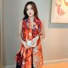 Kapok Printed Silk Scarf Likin Satin Scarf Art Oil Painting Temperament Ladies Shawl
