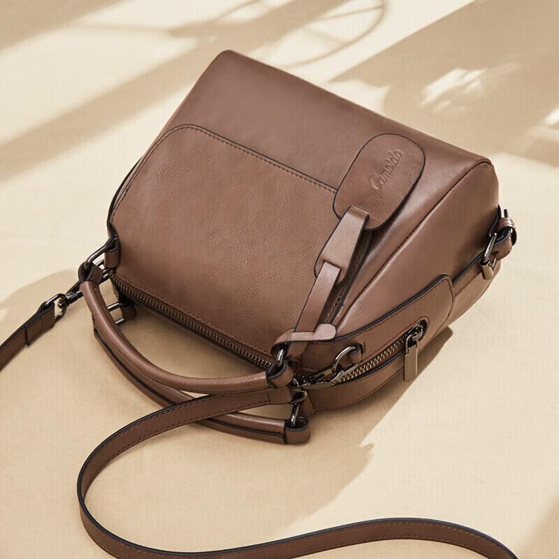 Ladies' Leather Handbag, Large Capacity Shoulder Bag, Crossbody Bag, Pillow Bag, Vintage Design