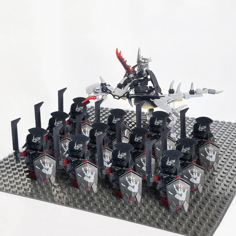14 шт. MOC Средневековые Гномы Воины Эльфы Рыцари Властелин Колец Урук-хай Орк Солдат Рохана с Фигуркой Короля-Чародея Лидера Строительные Блоки Игрушки