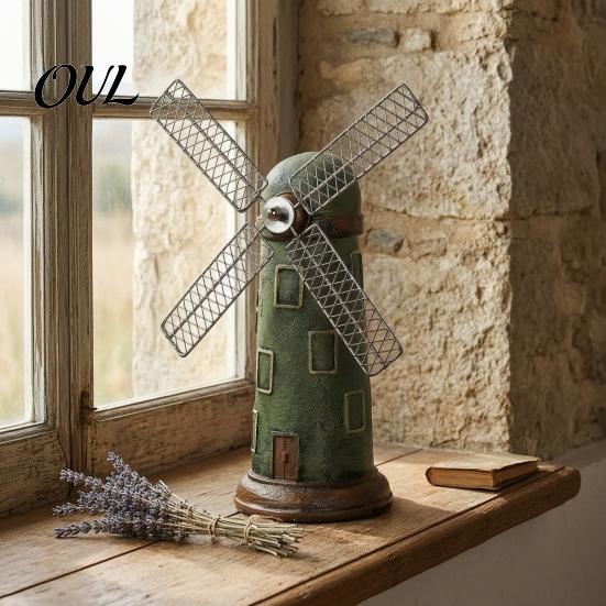 Country Style Desktop Decor Dutch Windmill Ornaments, Mini Vintage Holland Statue, Resin Artwork, Ornaments Classic Model, Rustic Ornament for