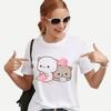 Kawaii Women'S Clothing Peach And Goma Mochi Cat Cartoon Print Tshirt Femme Korean Style Clothes Harajuku T Shirt Tops
