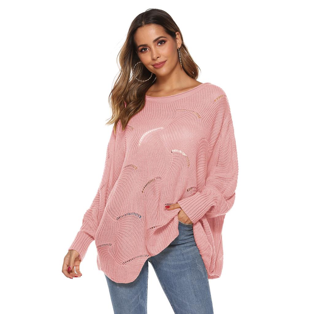 Осенне-зимний женский асимметричный свободный свитер с рукавами-фонариками «летучая мышь»