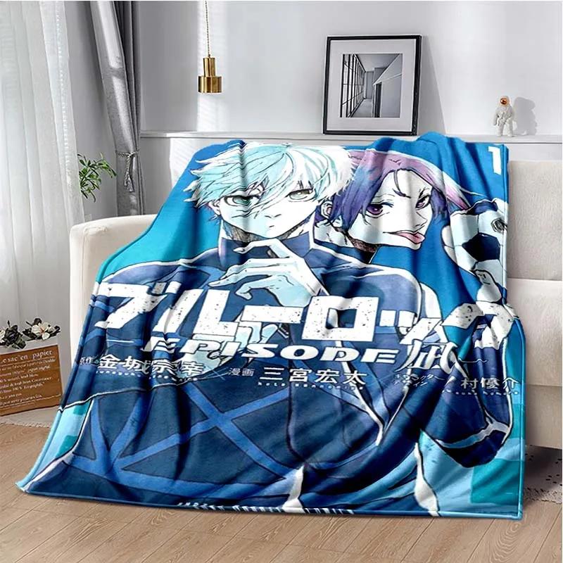 Japanese Cartoon Anime Blue Lock Flannel Throw Blanket Adult Kid Winter Warm Blanket for Bedroom Living Room Sofa Travel Picnic