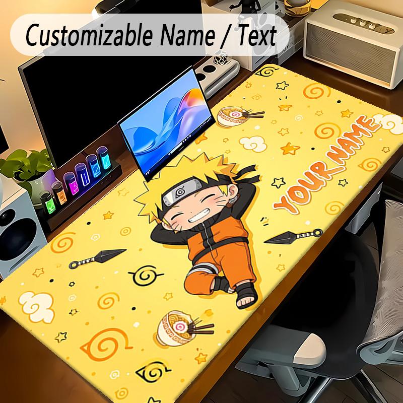 Large Mouse PadNaruto Custom Name Text Personalized Desk Mat Non Slip Gaming Pad